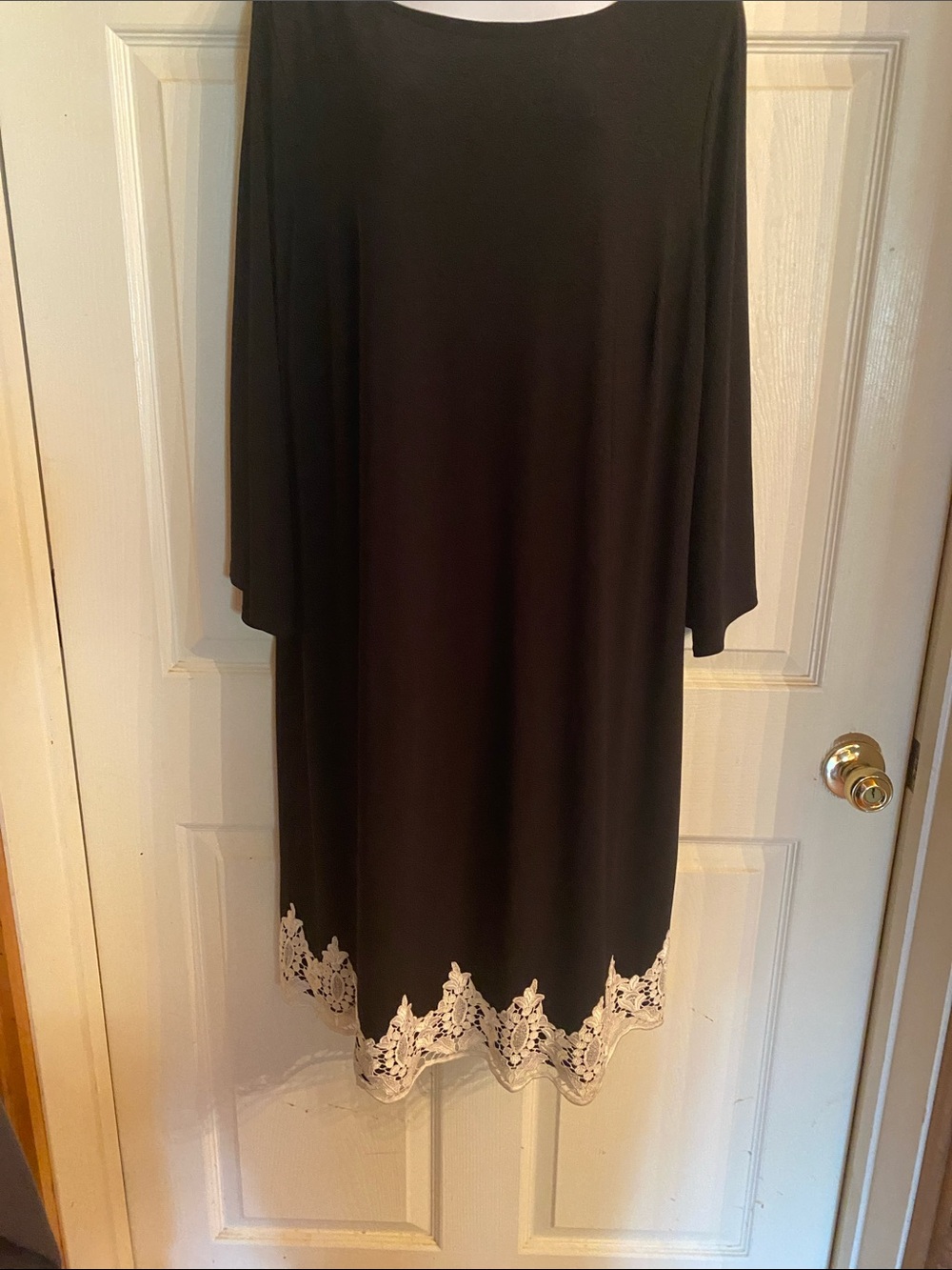 Soho Apparel Black Dress with Cream Lace Hem